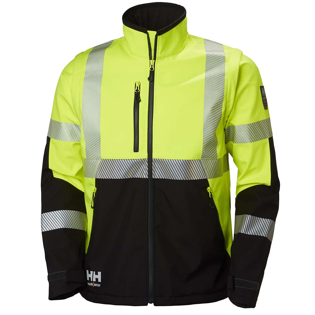 Helly Hansen 74272 ICU Yellow and Ebony Hi Vis Softshell Work Jacket Medium