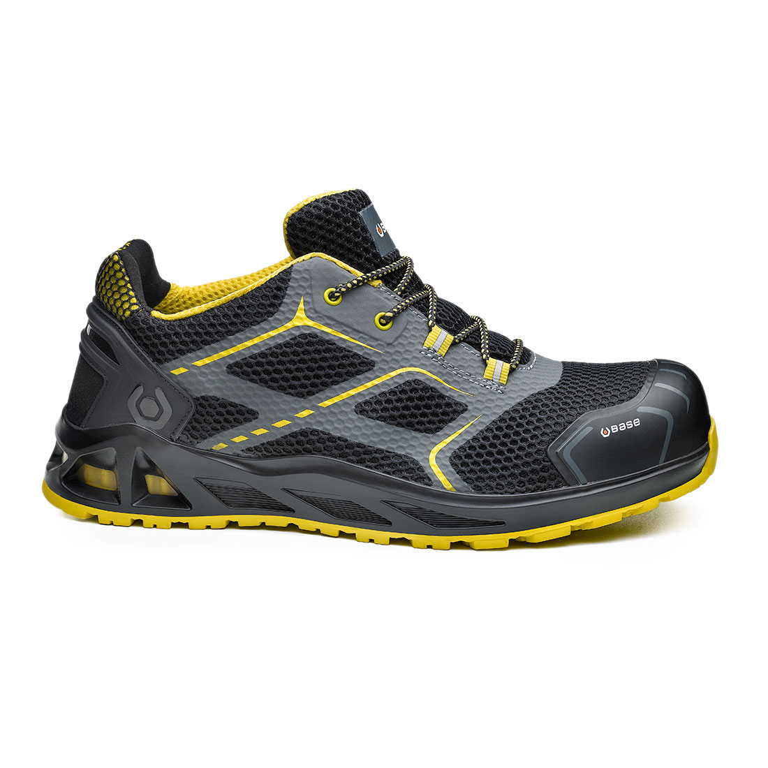 Base K Speed B1004 Black Yellow S1P SRC Lightweight Safety Trainers UK 4