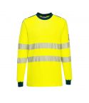 PW3 Workwear FR701 Yellow Navy FR High Vis Long Sleeve Crew T Shirt