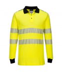 PW3 Workwear FR702 Yellow Black FR Long Sleeve High Vis Polo Shirt