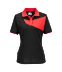 PW2 Workwear PW219 Black And Red Short Sleeve Womens Work Polo Shirt