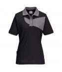 PW2 Workwear PW219 Black Short Sleeve Womens Work Polo Shirt