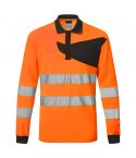 PW2 Workwear PW220 Orange Long Sleeve High Visibilty Work Polo Shirt