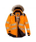 PW3 Workwear PW369 Orange Waterproof High Vis Winter Parka Jacket