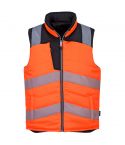 PW3 Workwear PW374 Orange High Vis Front Closing Reversible Bodywarmer