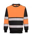 PW3 Workwear PW376 Orange Crew Neck High Vis Class 1 Sweatshirt