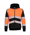 PW3 Workwear PW377 Orange Lightweight  Zipped Class 1 Winter Hoodie