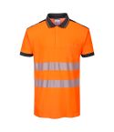 PW3 Workwear High Vis T180 Orange Black Short Sleeve Work Polo Shirt