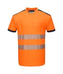 PW3 Workwear High Vis T181 Orange Navy Short Sleeve Work T Shirt