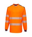 PW3 Workwear High Vis T185 Orange Navy Long Sleeve Work T Shirt