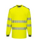 PW3 Workwear High Vis T185 Yellow Navy Long Sleeve Work T Shirt