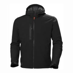 Helly Hansen Kensington Black Hooded Zip Front Softshell Workwear Jacket