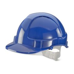 Economy Blue Safety Helmet Vented with Adjustable Plastic Harness