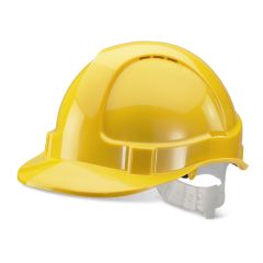 Economy Yellow Safety Helmet Vented with Adjustable Plastic Harness