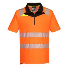 DX4 Workwear DX412 Orange Short Sleeve High Vis Zip Polo Shirt