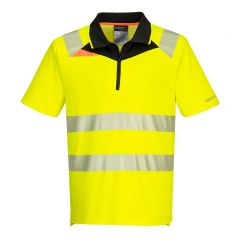 DX4 Workwear DX412 Yellow Short Sleeve High Vis Zip Polo Shirt