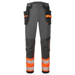 EV4 Workwear EV442 Orange Hi Vis Stretch Detachable Holster Work Trousers