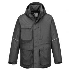 KX3 Workwear KX360 Grey Water Resistant Quilt Lined Parka Jacket