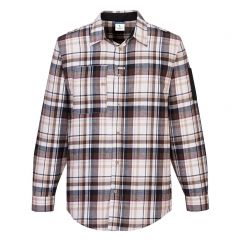 KX3 Workwear KX370 Brown Check Cotton Rich Long Sleeved Work Shirt