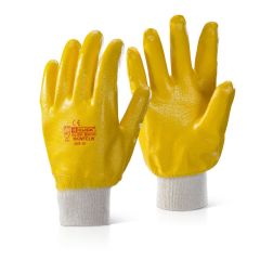 Lightweight Fully Coatd Yellow Nitrile Coated Knitted Wrist Work Gloves