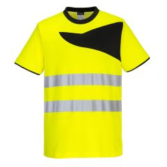 PW2 Workwear PW213 Yellow High Vis Short Sleeve Cotton Work Tee Shirt