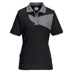 PW2 Workwear PW219 Black Short Sleeve Womens Work Polo Shirt