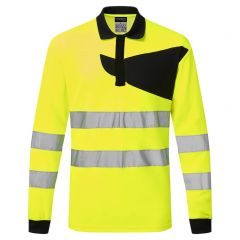 PW2 Workwear PW220 Yellow Long Sleeve High Visibilty Work Polo Shirt