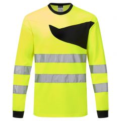 PW2 Workwear PW221 Yellow Long Sleeve High Visibility Work Tee Shirt