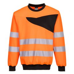 PW2 Workwear PW277 Orange Crew Neck High Visibility Sweatshirt