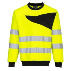 PW2 Workwear PW277 Yellow Crew Neck High Visibilty Sweatshirt