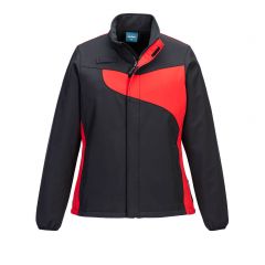 PW2 Workwear PW278 Black And Red Windproof Womens Softshell Work Jacket