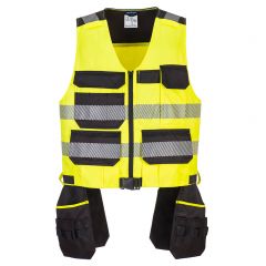 PW3 Workwear PW308 Yellow Lightweight  High Vis Class 1 Tool Vest