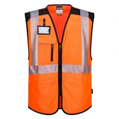 PW3 Workwear PW309 Orange Lightweight Front Zip High Vis Executive Vest