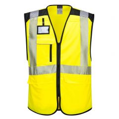 PW3 Workwear PW309 Yellow Lightweight Front Zip  High Vis Executive Vest