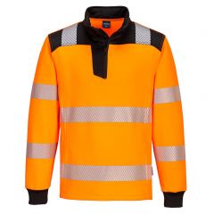 PW3 Workwear PW326 Orange High Vis Quarter Zip Long Sleeve Sweatshirt