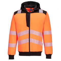 PW3 Workwear PW327 Orange Lightweight Chest Zip High Vis Hoodie