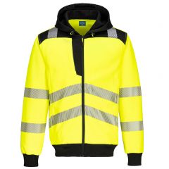 PW3 Workwear PW327 Yellow Lightweight Chest Zip High Vis Hoodie