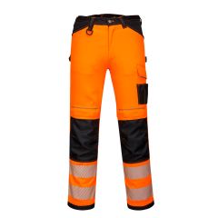 PW3 Workwear PW340 High Vis Orange Black Multipocket Work Trousers