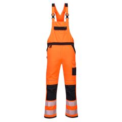 PW3 Workwear High Vis PW344 Orange and Black Bib and Brace Overall