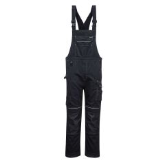 PW3 Workwear Black Poly Cotton PW346 Kneepad Bib and Brace Overall