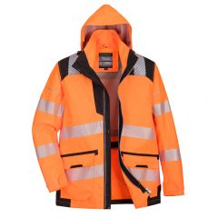 PW3 Workwear PW367 Orange Waterproof High Vis 5 in 1 Breathable Jacket