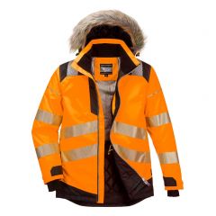 PW3 Workwear PW369 Orange Waterproof High Vis Winter Parka Jacket