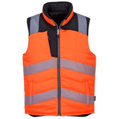 PW3 Workwear PW374 Orange High Vis Front Closing Reversible Bodywarmer