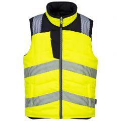 PW3 Workwear PW374 Yellow High Vis Front Closing Reversible Bodywarmer