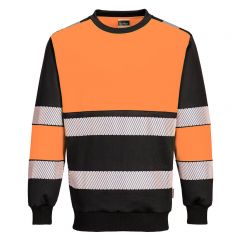 PW3 Workwear PW376 Orange Crew Neck High Vis Class 1 Sweatshirt