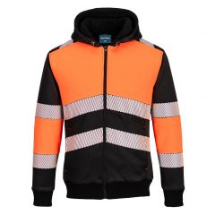 PW3 Workwear PW377 Orange Lightweight  Zipped Class 1 Winter Hoodie