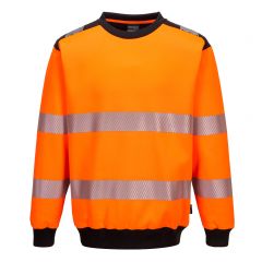 PW3 Workwear PW379 Orange Soft Fabric Crew Neck High Vis Sweatshirt