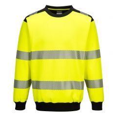 PW3 Workwear PW379 Yellow Soft Fabric Crew Neck High Vis Sweatshirt