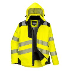 PW3 Workwear High Vis PW382 Yellow Black Waterproof Ladies Work Jacket
