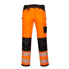 PW3 Workwear High Vis PW385 Orange Black Multipocket Ladies Work Trousers